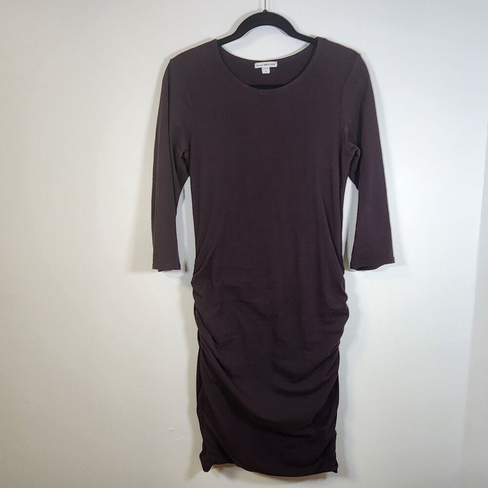 James Perse Standard Ruched Side Bodycon Midi Dress Size 3 (LARGE) Retails $195